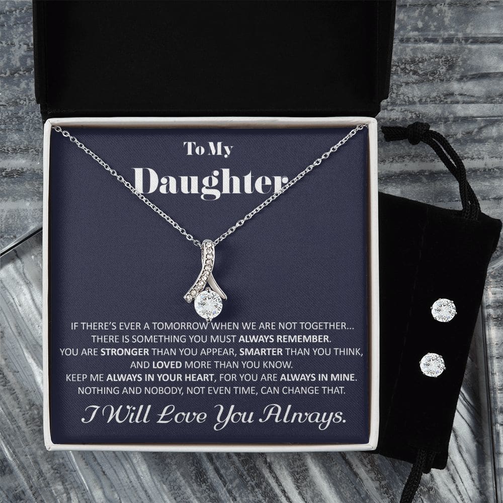 Daughter Christmas Gift To My Daughter Gift Alluring Beauty Necklace And Earrings Gift Set With Message Card Daughter Birthday Gift -