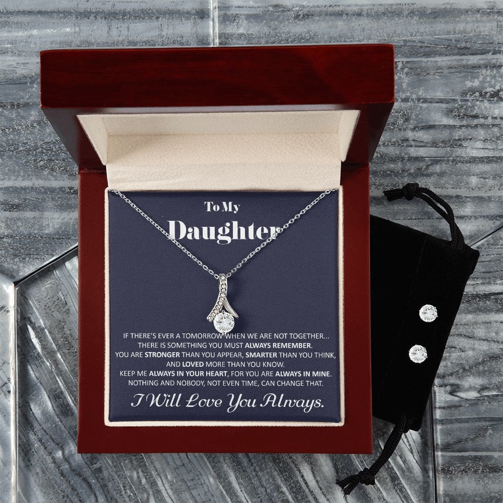 Daughter Christmas Gift To My Daughter Gift Alluring Beauty Necklace And Earrings Gift Set With Message Card Daughter Birthday Gift -