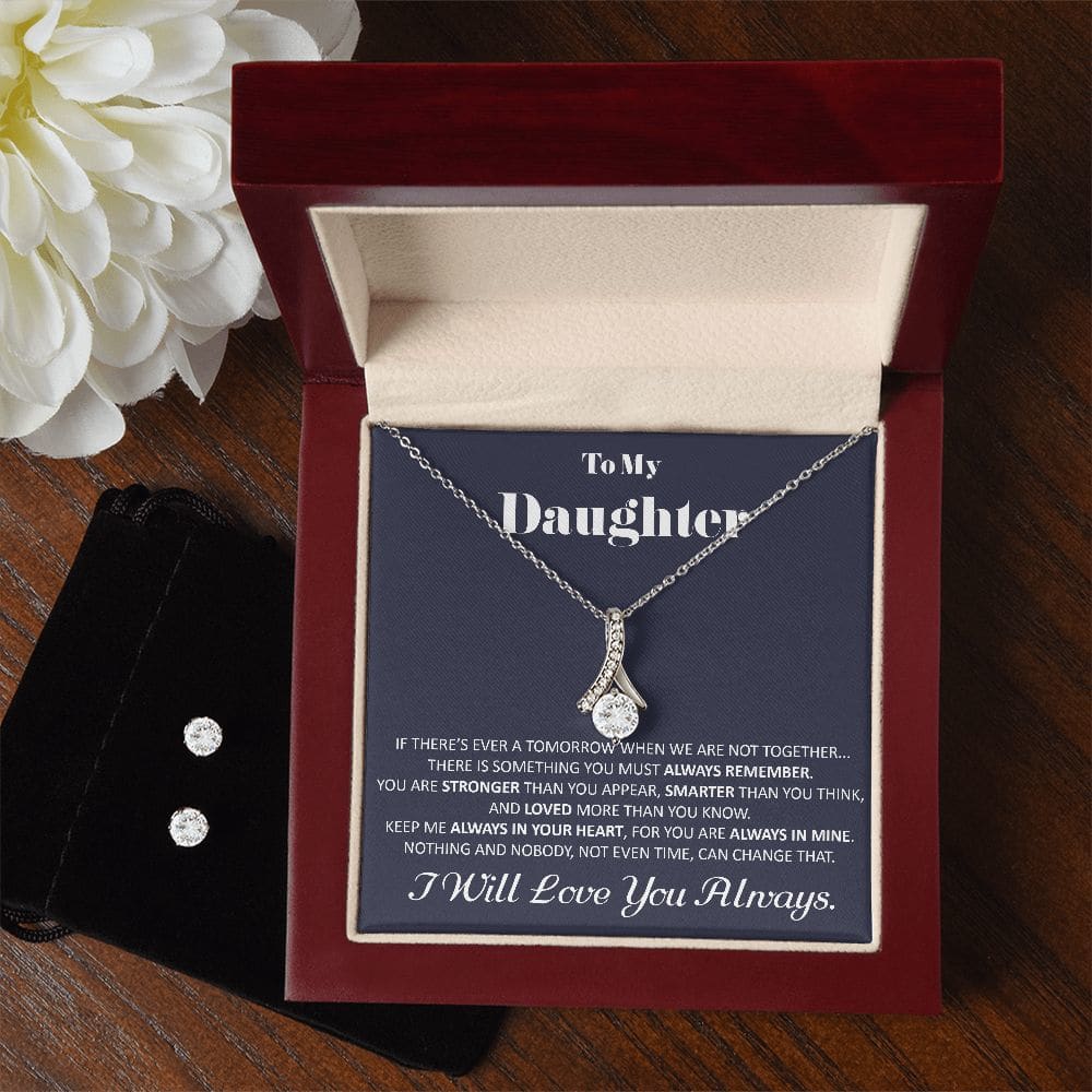 Daughter Christmas Gift To My Daughter Gift Alluring Beauty Necklace And Earrings Gift Set With Message Card Daughter Birthday Gift -