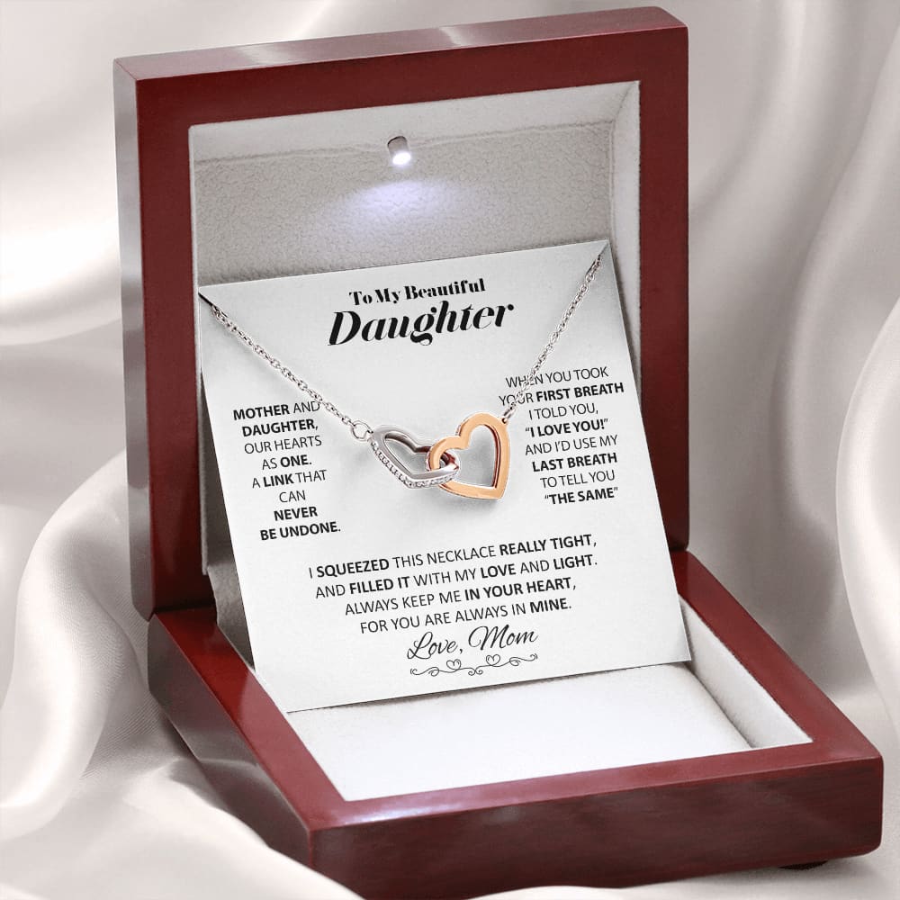 To my Beautiful Daughter - from Mom - Love and Light - Interlocking Hearts Necklace - Jewelry 5