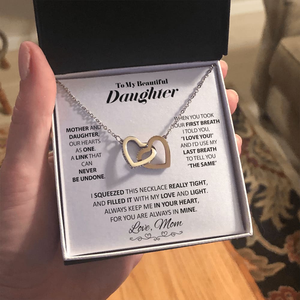 To my Beautiful Daughter - from Mom - Love and Light - Interlocking Hearts Necklace - Jewelry 15