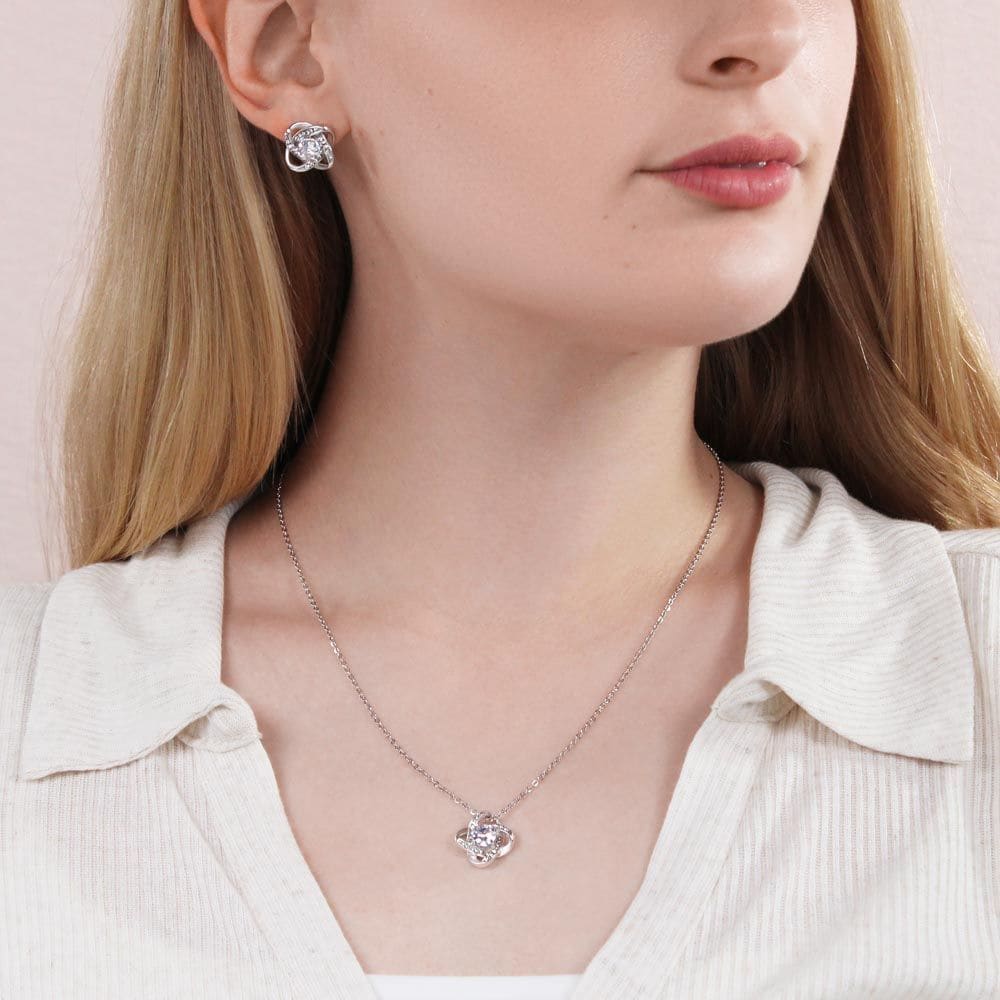 To My Soulmate - You Took My Breath Away - Soulmate Love Knot Necklace Earring Gift Set With Message Card Soulmate Birthday Soulmate
