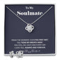 To My Soulmate - You Took My Breath Away - Soulmate Love Knot Necklace Earring Gift Set With Message Card Soulmate Birthday Soulmate