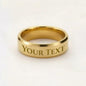 Custom Engraved Men’s Ring – Personalized Stainless Steel Gold & Black Band Promise Ring Name Engraving Gift for Him - Size 10 / 18k Yellow