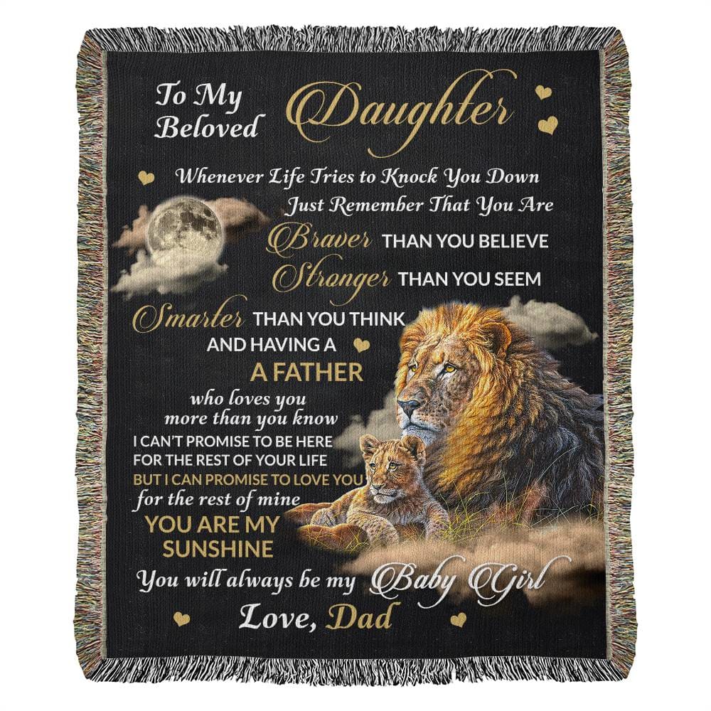 Dad To Daughter Gifts - To My Beloved Daughter From Dad Gift - You Are My Sunshine - Heirloom Woven Blanket - Jewelry 1