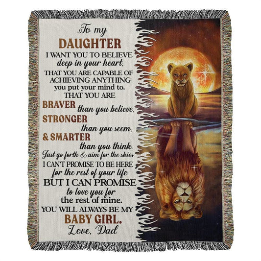 Father To Daughter Gifts - To My Daughter Promise From Dad Gift - Heirloom Woven Blanket - Jewelry 1