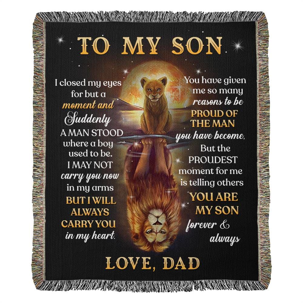 Father To Son Gifts - To My Son From Dad Gift - Heirloom Woven Blanket - Jewelry 1