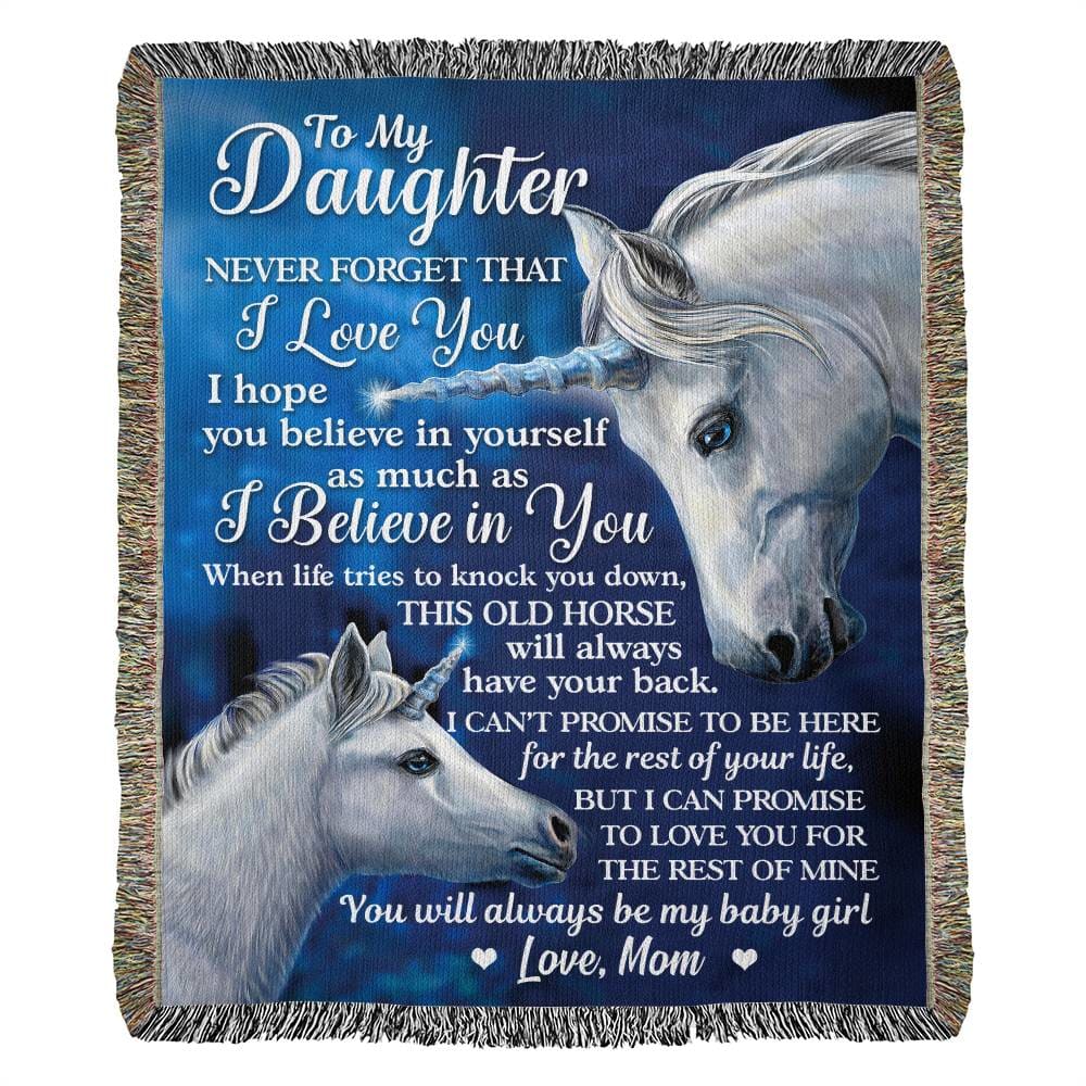 Mother To Daughter Gifts - To My Daughter Promise From Mom Gift - Horse Themed - Heirloom Woven Blanket - Jewelry 1