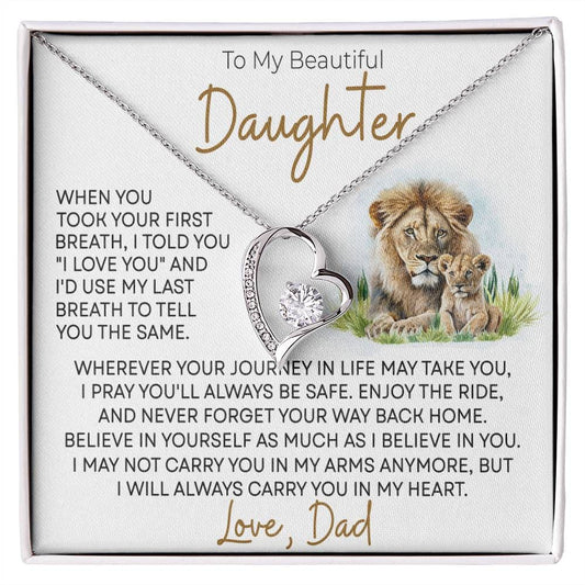 To my Beautiful Daughter - First Breath - Forever Love Necklace - Gifts for Daughters from Dad Daughter Necklace Daughter