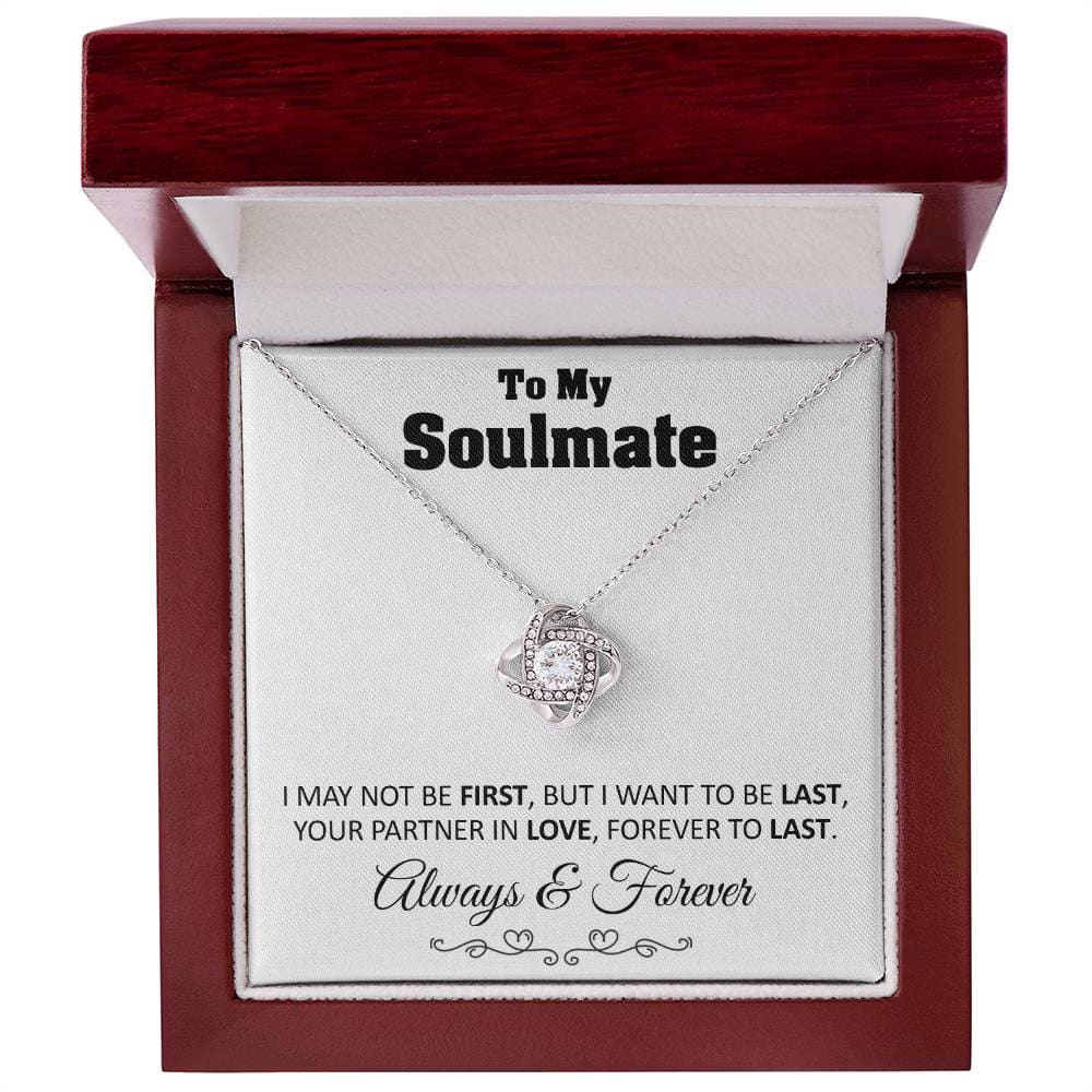 To My Soulmate – Forever To Last - Love Knot Necklace - Luxury Gift For Soulmates - 14k White Gold Finish - Jewelry 1