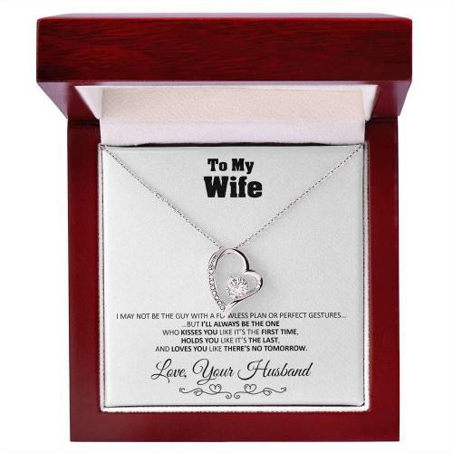 To my Wife - Love you Like There’s no Tomorrow - Forever Love Necklace Gift - 14k White Gold Finish / Luxury Box - Jewelry 12