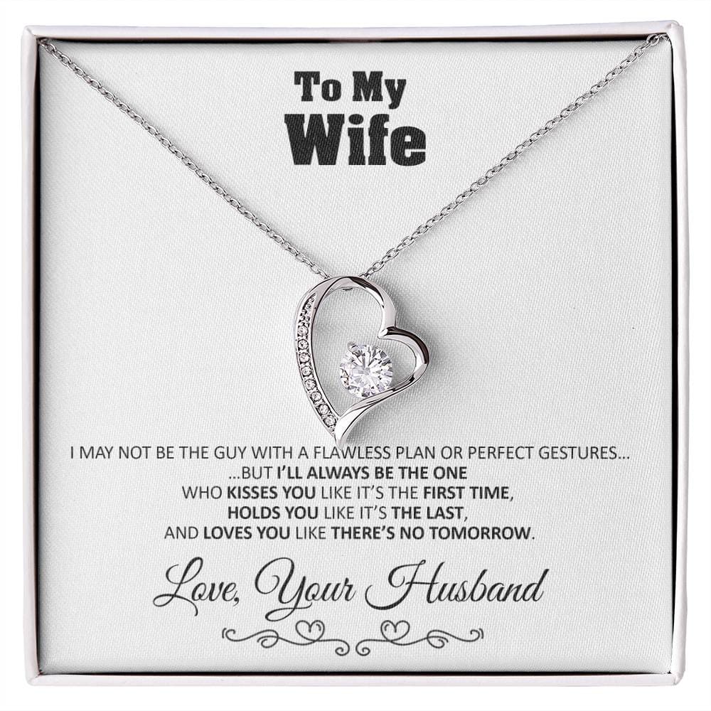 To my Wife - Love you Like There’s no Tomorrow - Forever Love Necklace Gift - 14k White Gold Finish / Standard Box - Jewelry 1