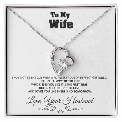 To my Wife - Love you Like There’s no Tomorrow - Forever Love Necklace Gift - 14k White Gold Finish / Standard Box - Jewelry 1