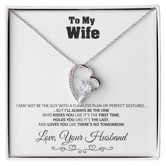 To my Wife - Love you Like There’s no Tomorrow - Forever Love Necklace Gift - 14k White Gold Finish / Standard Box - Jewelry 1