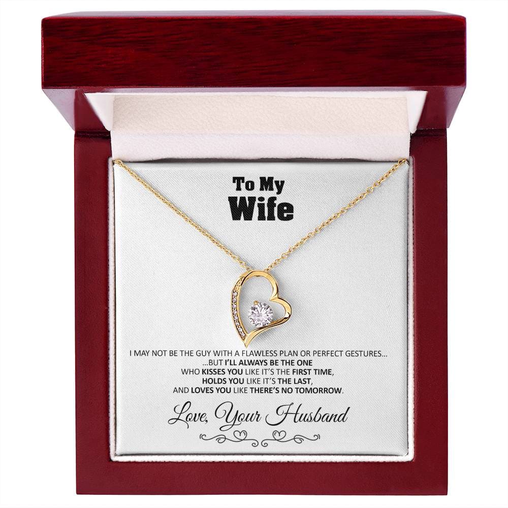 To my Wife - Love you Like There’s no Tomorrow - Forever Love Necklace Gift - 18k Yellow Gold Finish / Luxury Box - Jewelry 42