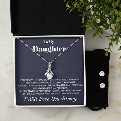 Daughter Christmas Gift To My Daughter Gift Alluring Beauty Necklace And Earrings Gift Set With Message Card Daughter Birthday Gift - 14k 