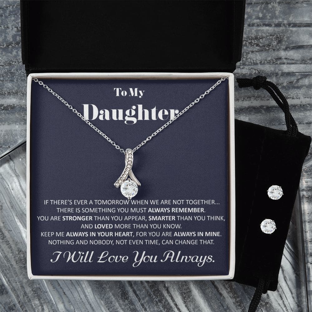 Daughter Christmas Gift To My Daughter Gift Alluring Beauty Necklace And Earrings Gift Set With Message Card Daughter Birthday Gift - 