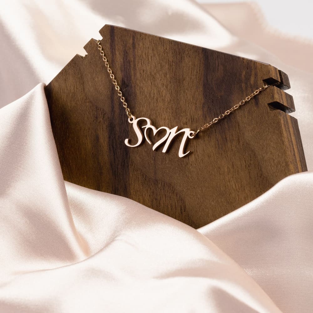 Double Initial Necklace With Heart Initial Necklace Letter Necklace Custom Necklace Wife Gifts Gifts For Mom Minimalist Christmas Gift -