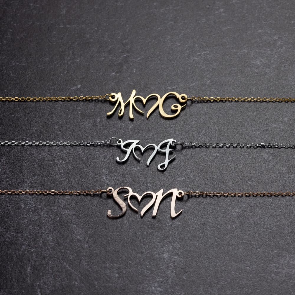 Double Initial Necklace With Heart Initial Necklace Letter Necklace Custom Necklace Wife Gifts Gifts For Mom Minimalist Christmas Gift -