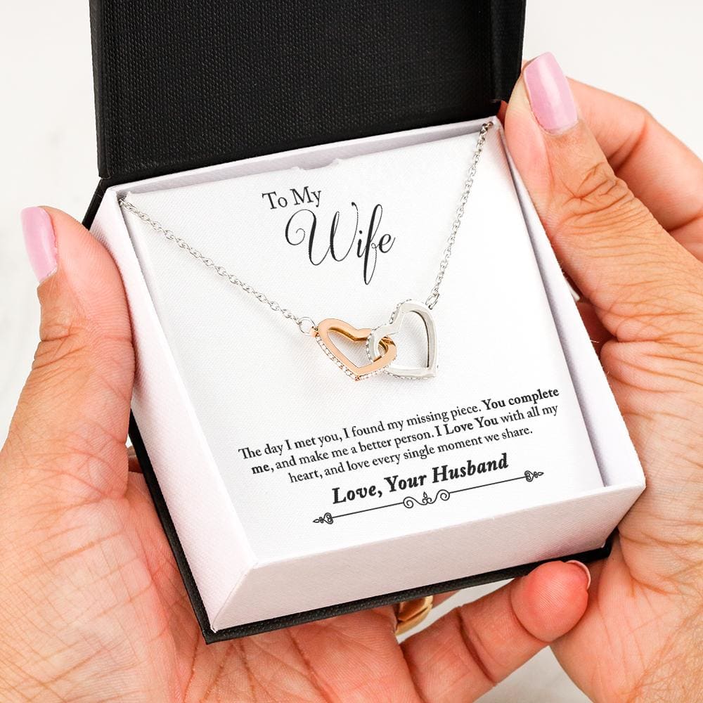 Husband to Wife Complete Interlocking Hearts Necklace - Interlocking Heart Insert Template - Jewelry 1