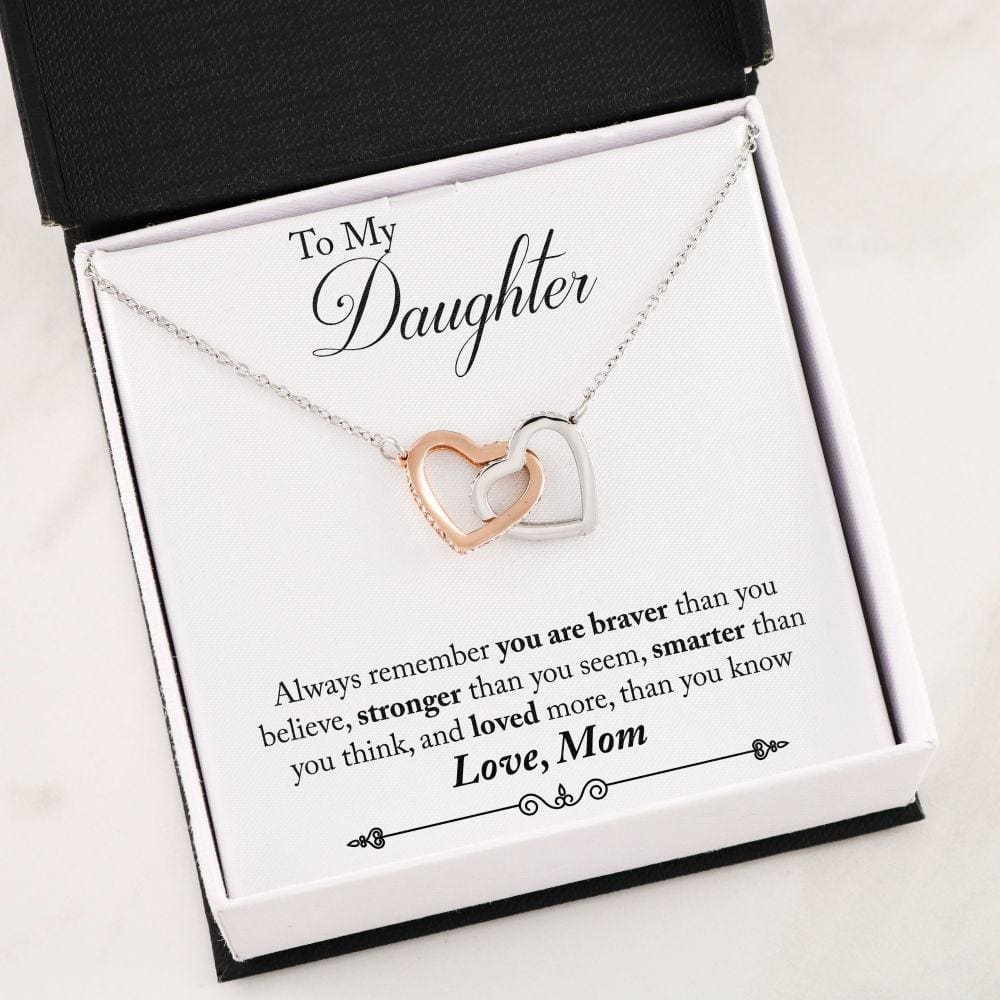 Mom to Daughter Braver Interlocking Hearts Necklace - Interlocking Heart Insert Template - Jewelry 1
