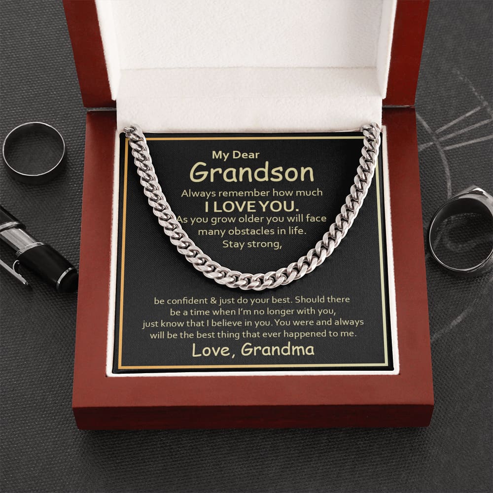 My Dear Grandson always Remember how much i Love you - Cuban Link Chain Necklace - Cuban Link Chain (stainless Steel) - Jewelry 1
