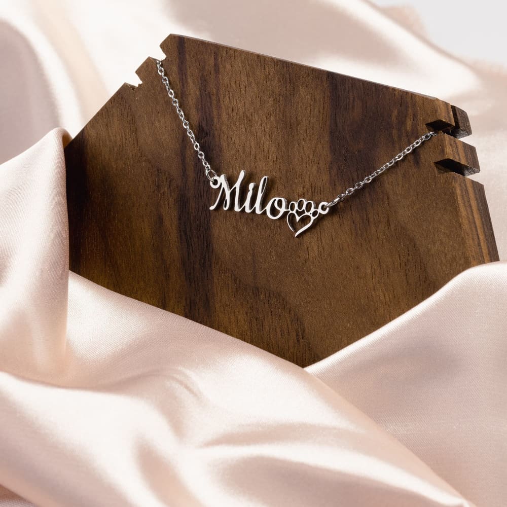 Name Necklace With Paw Dog Paw Necklace Personalized Personalized Paw Necklace Pet Loss Necklace With Name Pet Memorial Jewelry Gift -