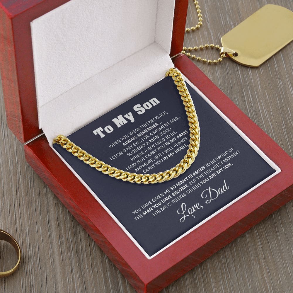 Sentimental Son Gifts From Dad Son Cuban Chain Necklace Father To Son Gifts Gifts For Son Birthday Unique Gifts For Son From Father - 14k