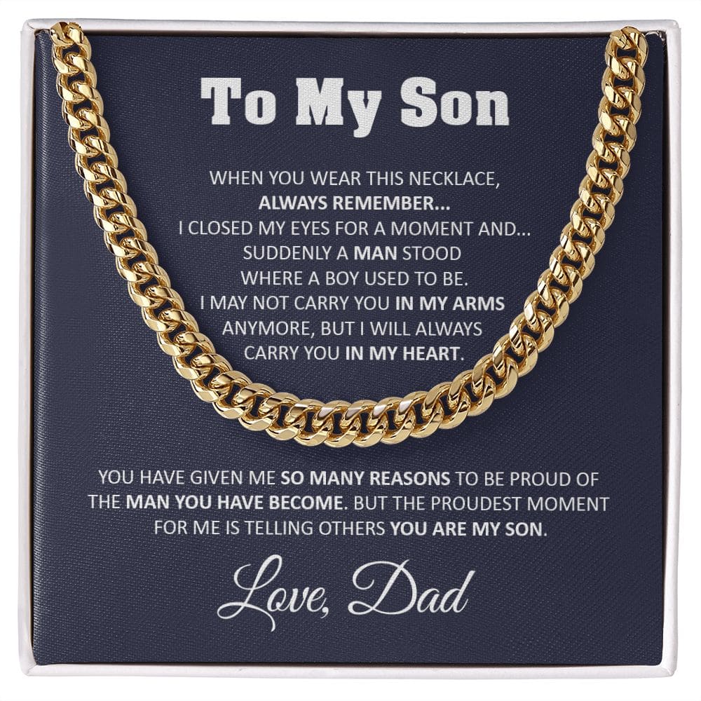 Sentimental Son Gifts From Dad Son Cuban Chain Necklace Father To Son Gifts Gifts For Son Birthday Unique Gifts For Son From Father - 14k