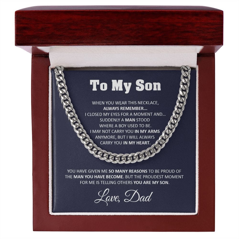 Sentimental Son Gifts From Dad Son Cuban Chain Necklace Father To Son Gifts Gifts For Son Birthday Unique Gifts For Son From Father -