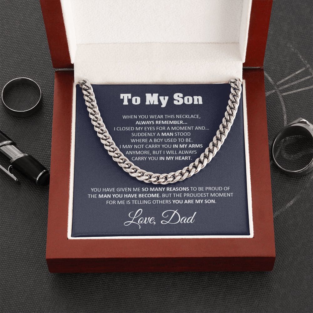 Sentimental Son Gifts From Dad Son Cuban Chain Necklace Father To Son Gifts Gifts For Son Birthday Unique Gifts For Son From Father -