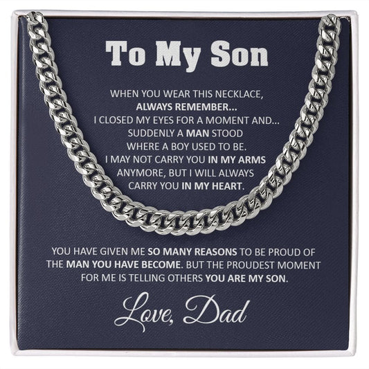 Sentimental Son Gifts From Dad Son Cuban Chain Necklace Father To Son Gifts Gifts For Son Birthday Unique Gifts For Son From Father -