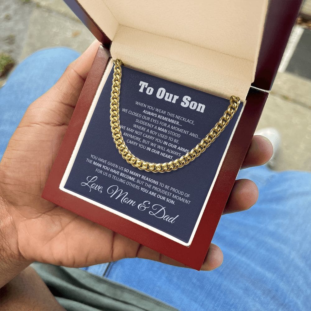 Sentimental Son Gifts from Mom, Son Cuban Chain Necklace, Mother to Son Gifts, Gifts for Son Birthday, Unique Gifts for Son from Mother, Cuban Link