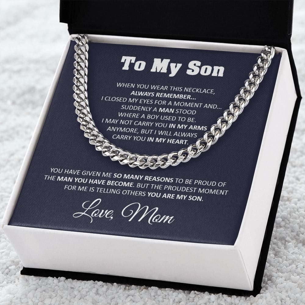 Sentimental Son Gifts From Mom Son Cuban Chain Necklace Mother To Son Gifts Gifts For Son Birthday Unique Gifts For Son From Mother -