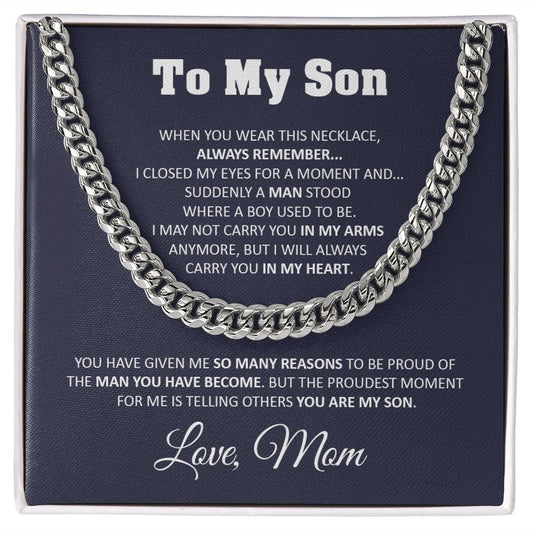 Sentimental Son Gifts From Mom Son Cuban Chain Necklace Mother To Son Gifts Gifts For Son Birthday Unique Gifts For Son From Mother -