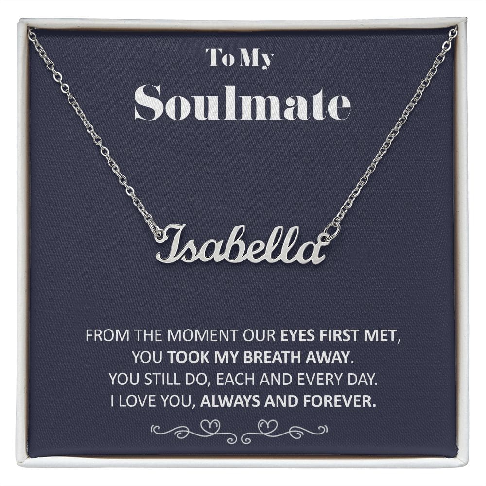 Soulmate Personalized Name Necklace Script Name Necklaces Custom Name Necklace Gift For Her Personalized Gift - Polished Stainless Steel /