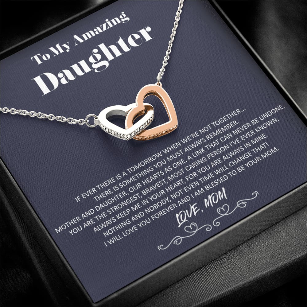 To my Amazing Daughter - from Mom - Hearts as One - Interlocking Hearts Necklace - Jewelry 1