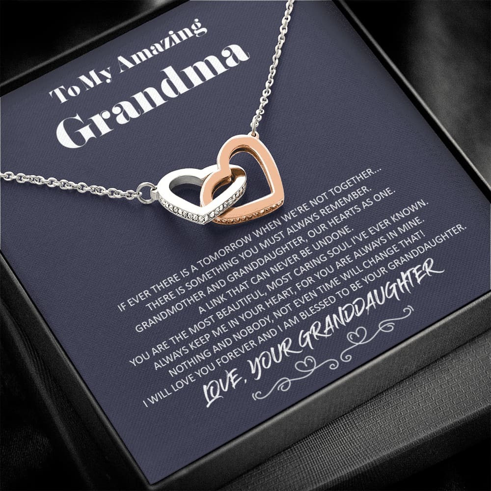 To my Amazing Grandma - from Granddaughter - Hearts as One - Interlocking Hearts Necklace - Jewelry 1