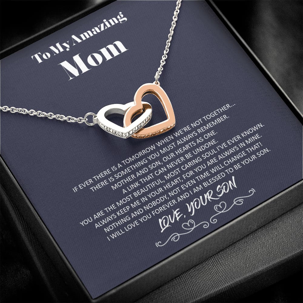 To my Amazing Mom - from Son - Hearts as One - Interlocking Hearts Necklace - Jewelry 1