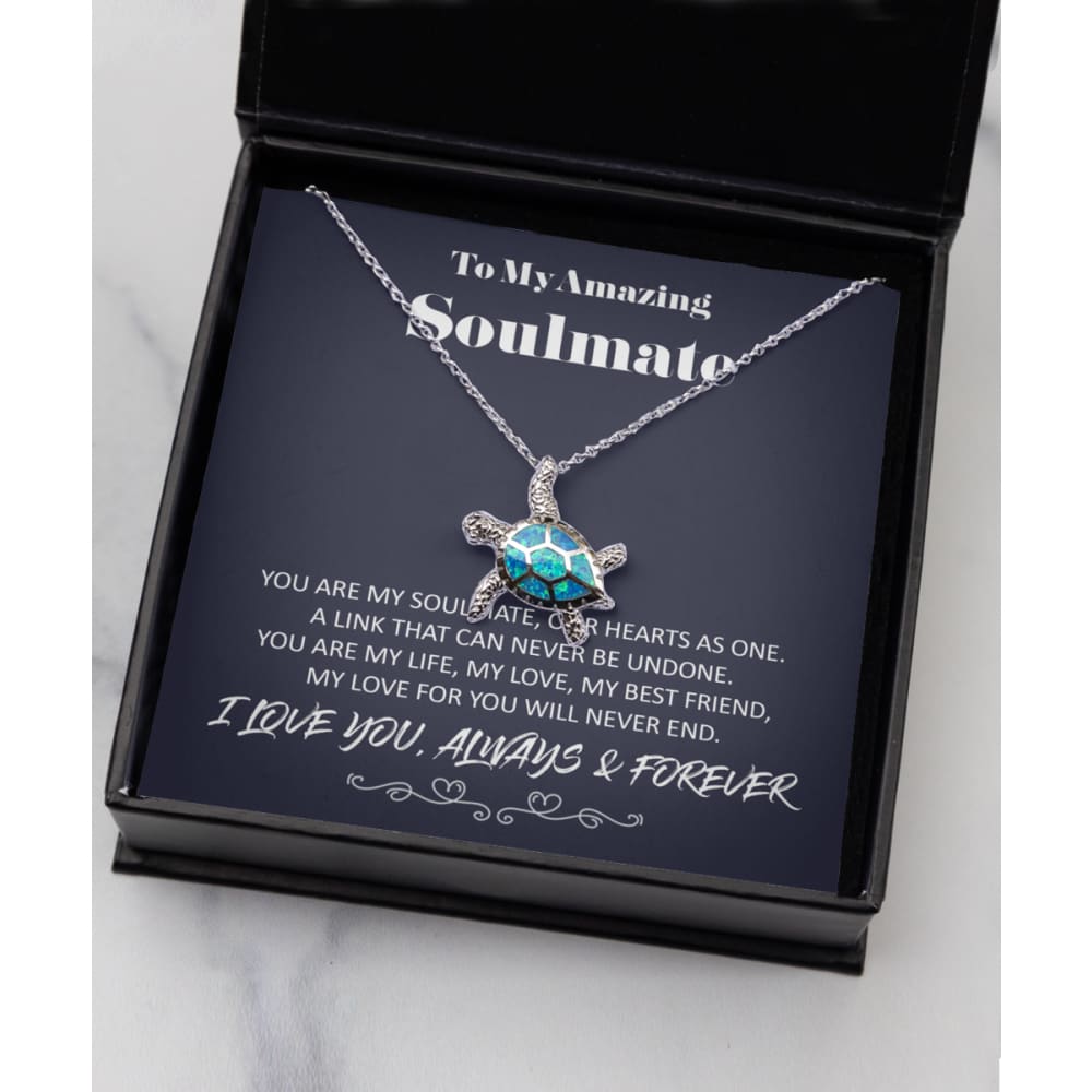 To my Amazing Soulmate - Hearts as One - 925 Sterling Silver Turtle Necklace - Precious Jewelry 3
