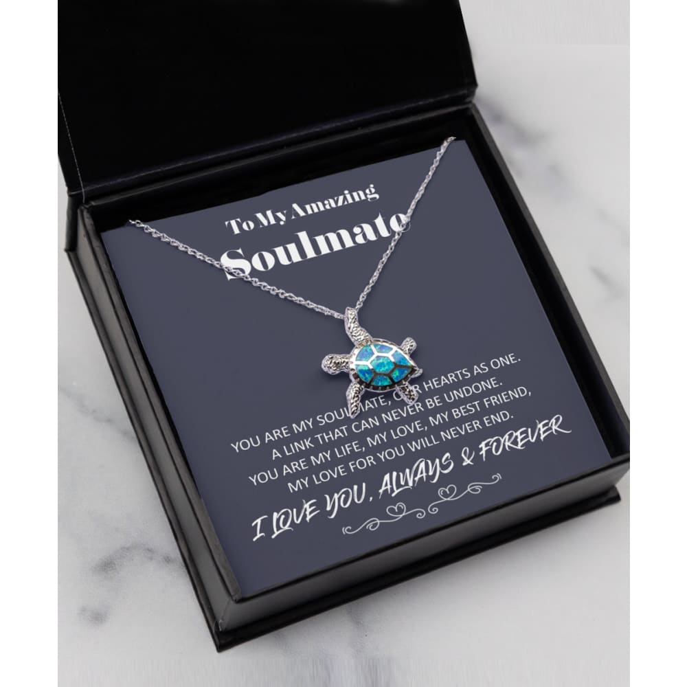To my Amazing Soulmate - Hearts as One - 925 Sterling Silver Turtle Necklace - Precious Jewelry 1