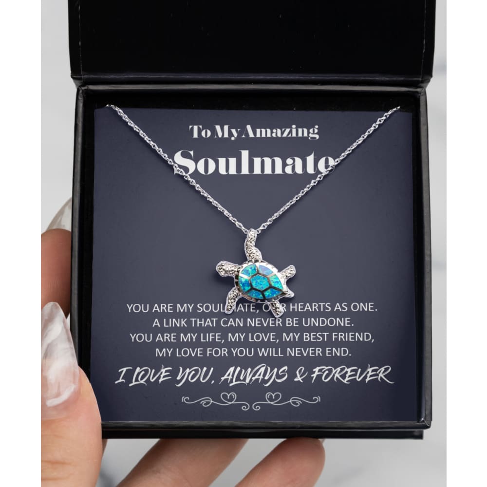 To my Amazing Soulmate - Hearts as One - 925 Sterling Silver Turtle Necklace - Precious Jewelry 2