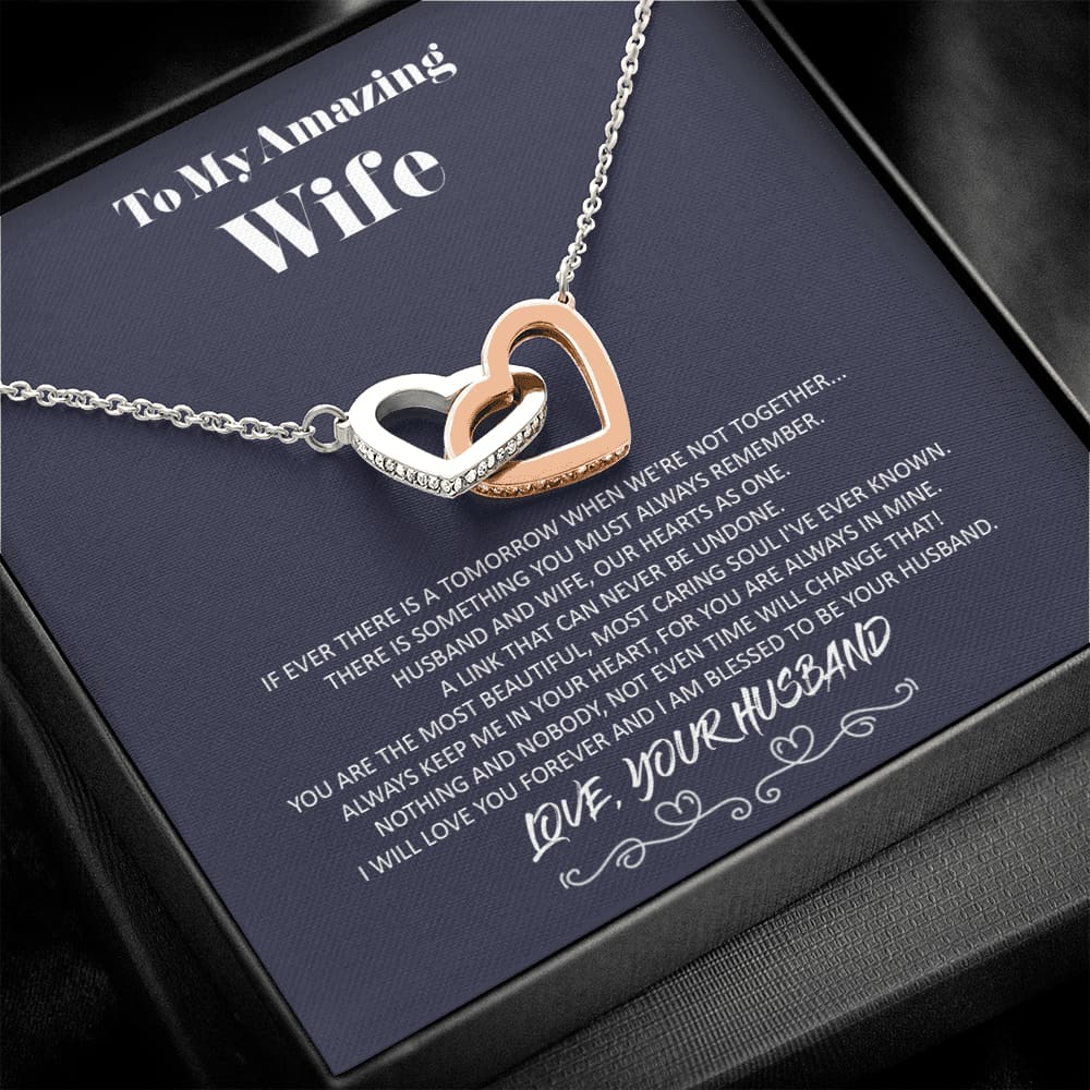 To my Amazing Wife - from Husband - Hearts as One - Interlocking Hearts Necklace - Jewelry 1