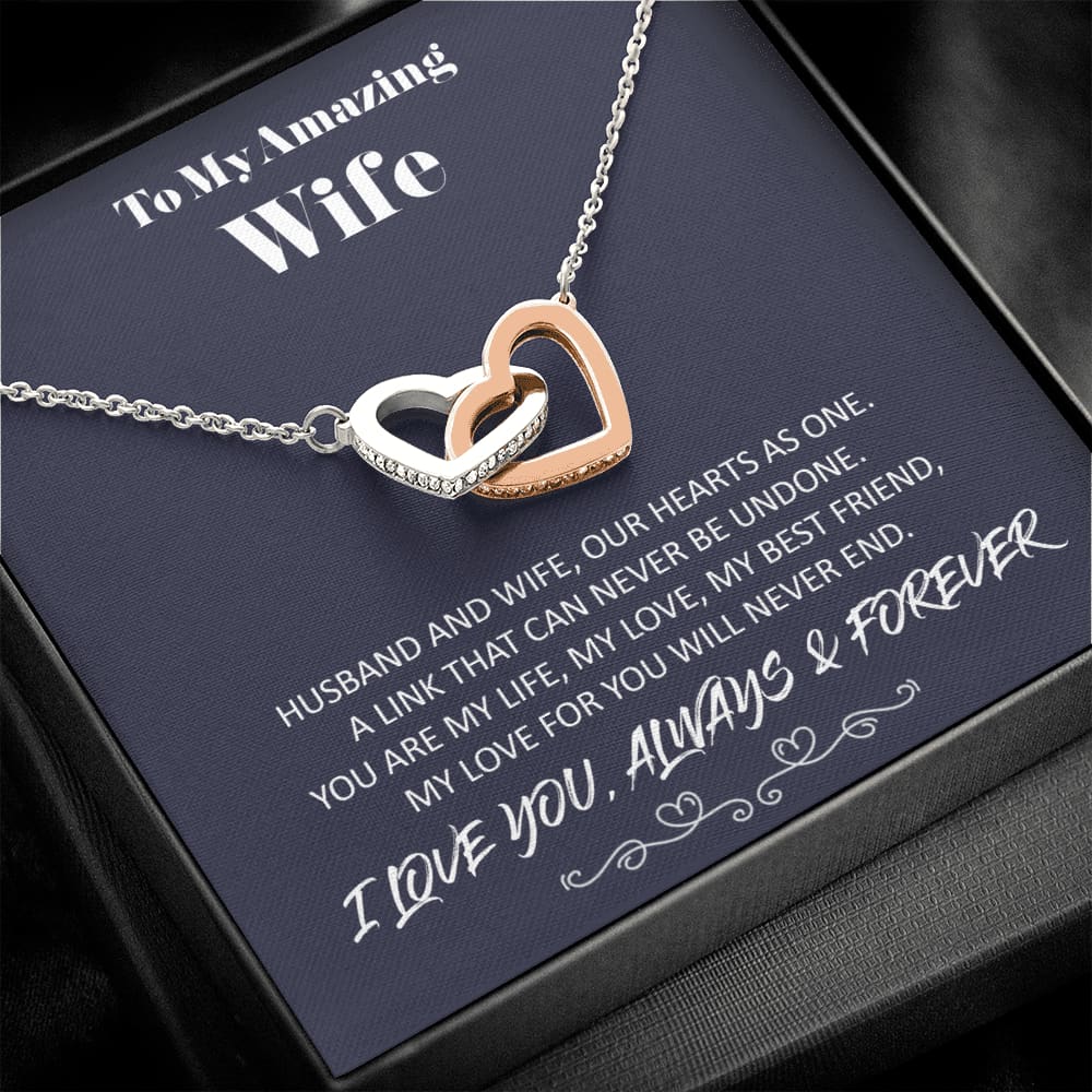 To my Amazing Wife - from Husband - Love for you - Interlocking Hearts Necklace - Jewelry 1