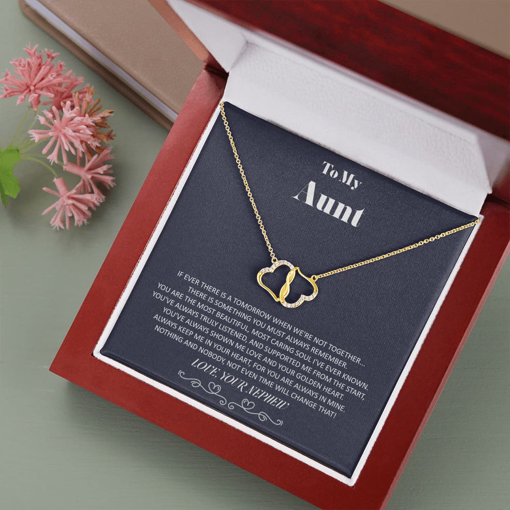 To my Aunt - from Nephew - Golden Heart - Everlasting Love Necklace - Jewelry 1