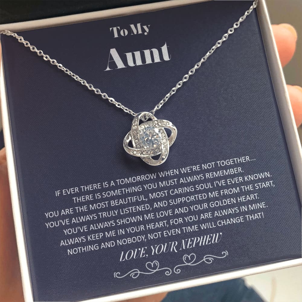 To my Aunt - from Nephew - Golden Heart - Love Knot Necklace - Standard Box - Jewelry 1