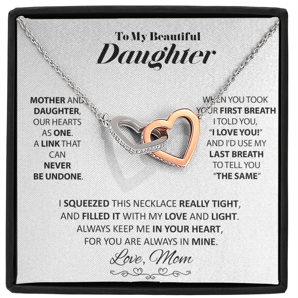 To my Beautiful Daughter - from Mom - Love and Light - Interlocking Hearts Necklace - Jewelry 6