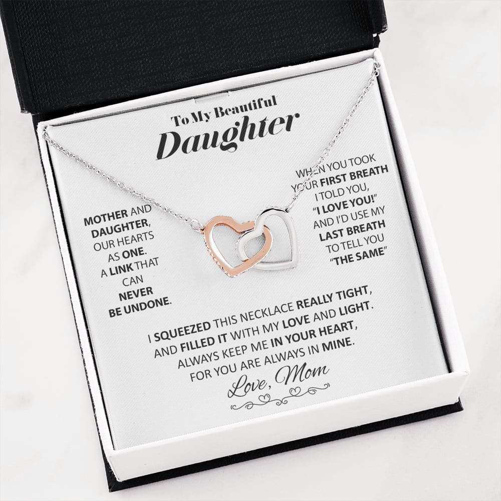 To my Beautiful Daughter - from Mom - Love and Light - Interlocking Hearts Necklace - Jewelry 9
