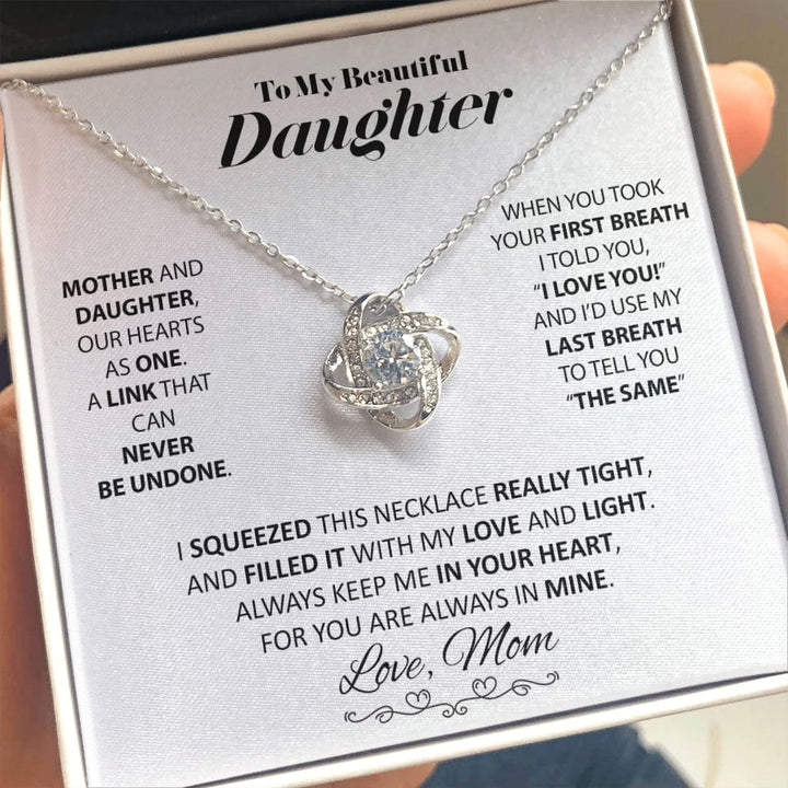 To Daughter From Mom Behind you Love Knot Necklace – My Heart