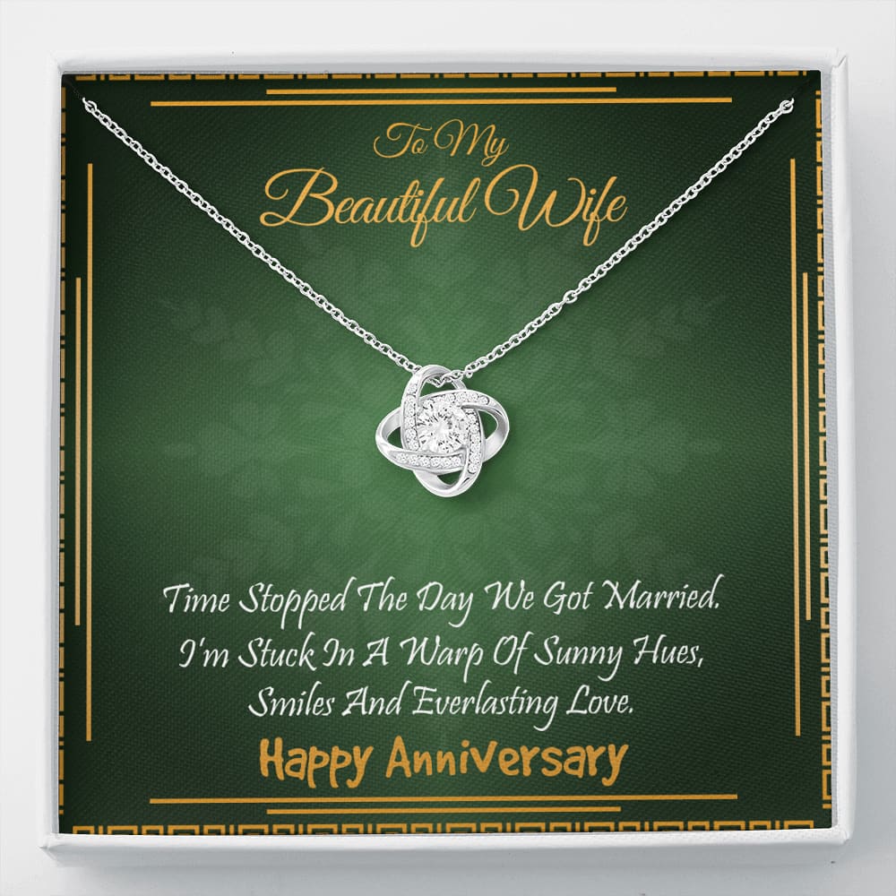 To my Beautiful Wife - Time Stopped - Anniversary Gift - Love Knot Necklace - Standard Box - Jewelry 1